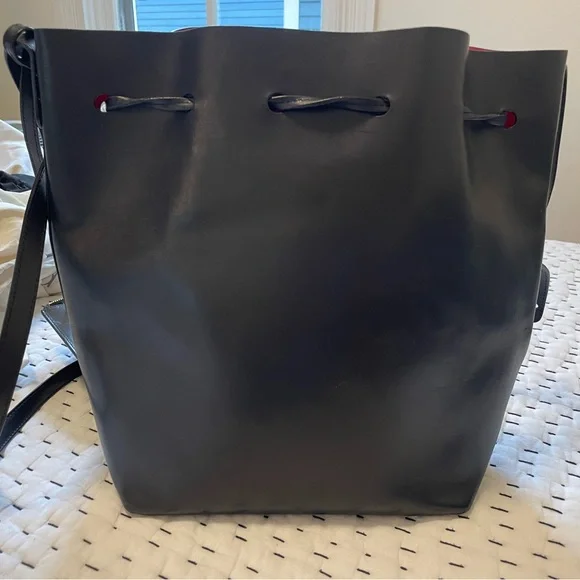 Mansur Gavriel large black bucket bag with red interior. - Picture 6 of 8